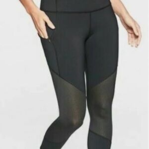 Athleta Black Leggings with Mesh Detail